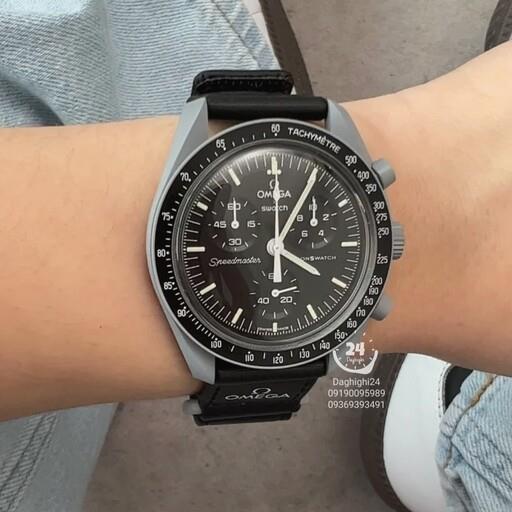 ساعت مچی امگا سواچ ماه  Omega x Swatchمدل Mission to Moon  رنگ  مشکی